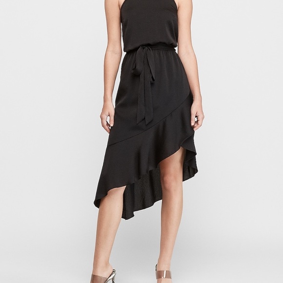 High Neck Asymmetrical Fit & Flare Dress - Picture 5 of 5